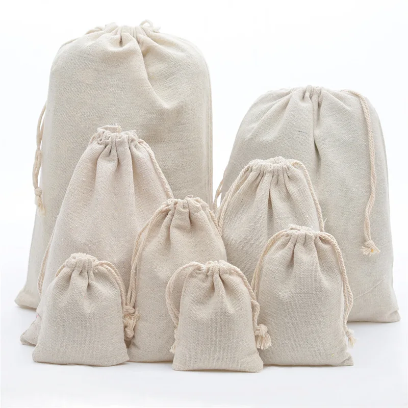 Linen Bag Bulk - 10 teile/los Jute Baumwolle Leinen Kordelzug
