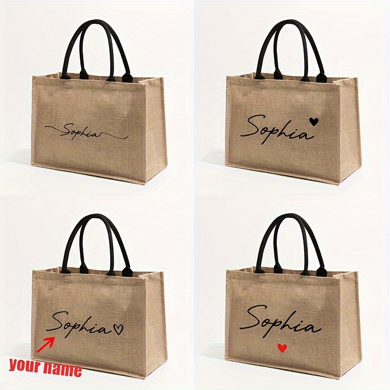 Linen Bag Bulk - Personalisierte Strandtasche mit individuellem Namensmuster, Monogramm-Geschenktasche