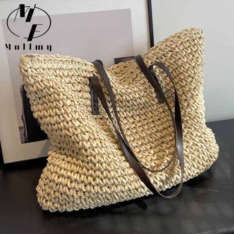 Linen Bag Bulk - Strohgewebte Tragetaschen, lässige, große, luxuriöse Design-Handtasche,